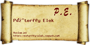 Péterffy Elek névjegykártya